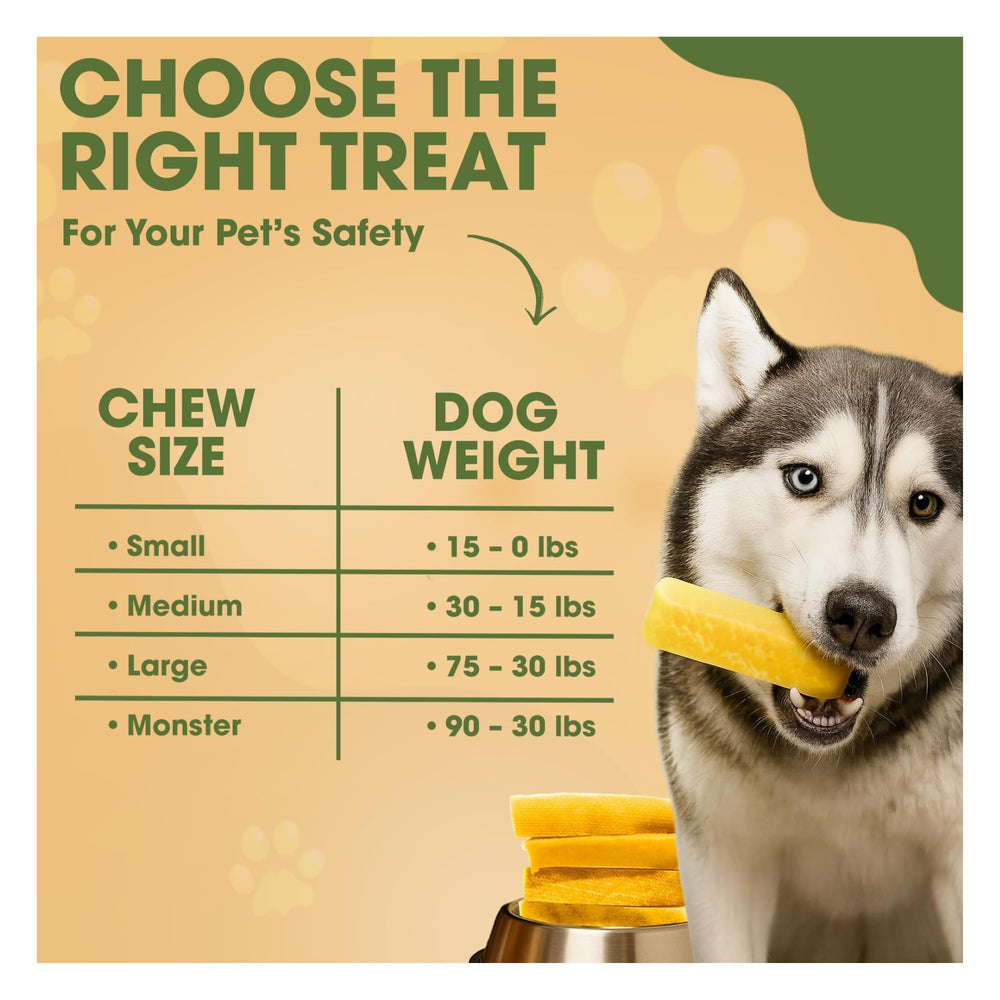 peaksnpaws Yak Cheese dog chews small-dog suitability for dogs under 15 pounds.