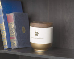 Pearhead urn gold accents highlight elegant design for home decor