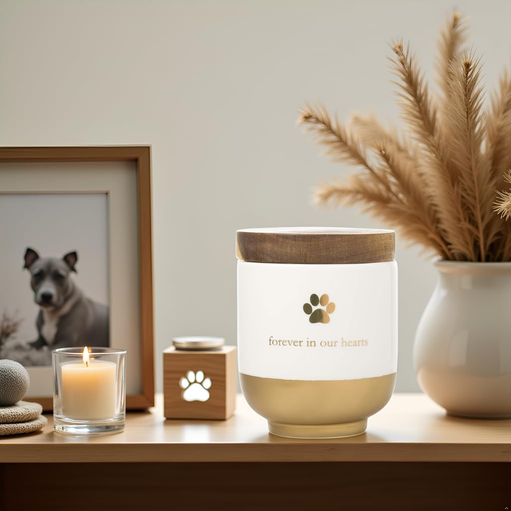 Pearhead urn accommodates ashes for pets up to 45 pounds