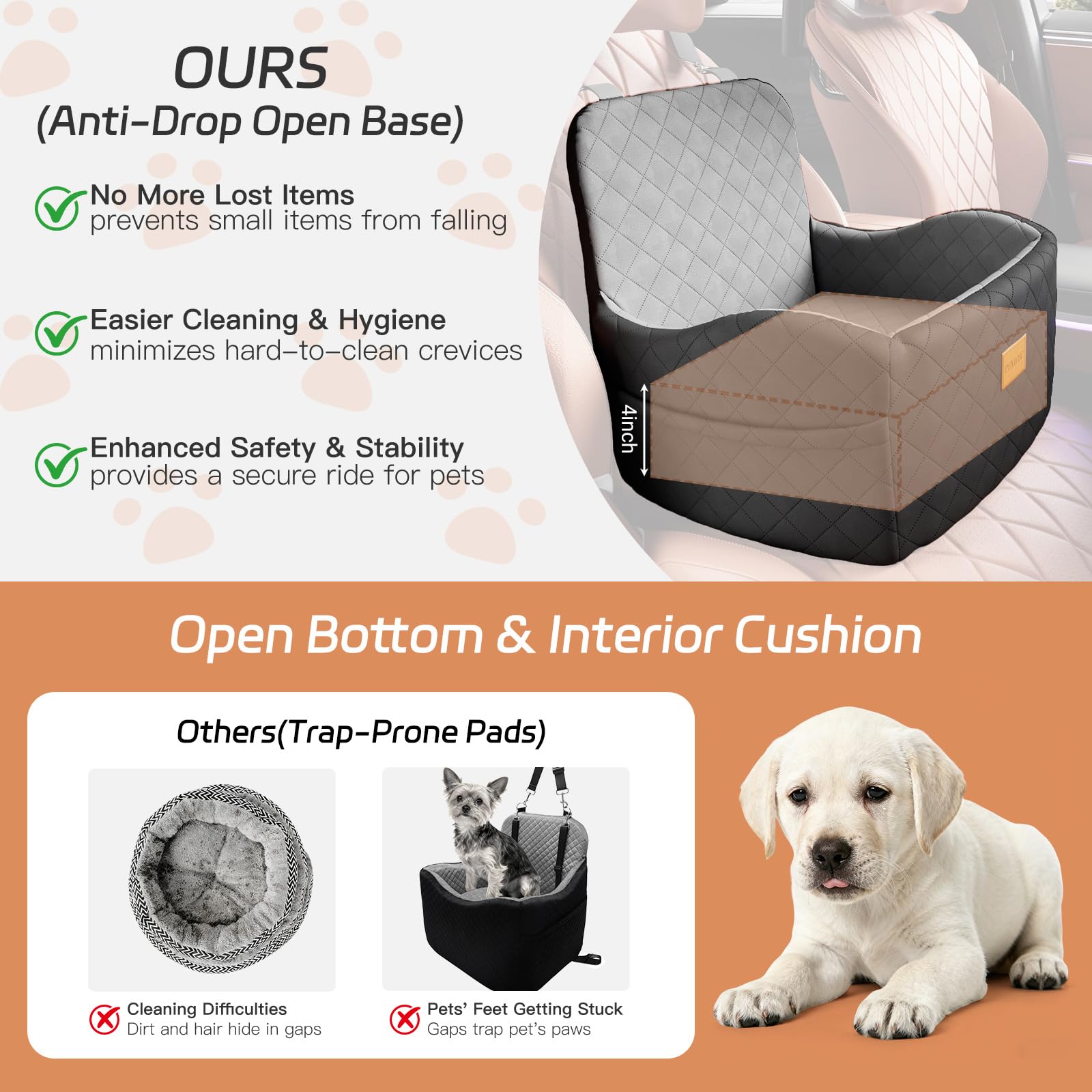 PEATCEC booster seat with adjustable safety straps keeps dogs secure.