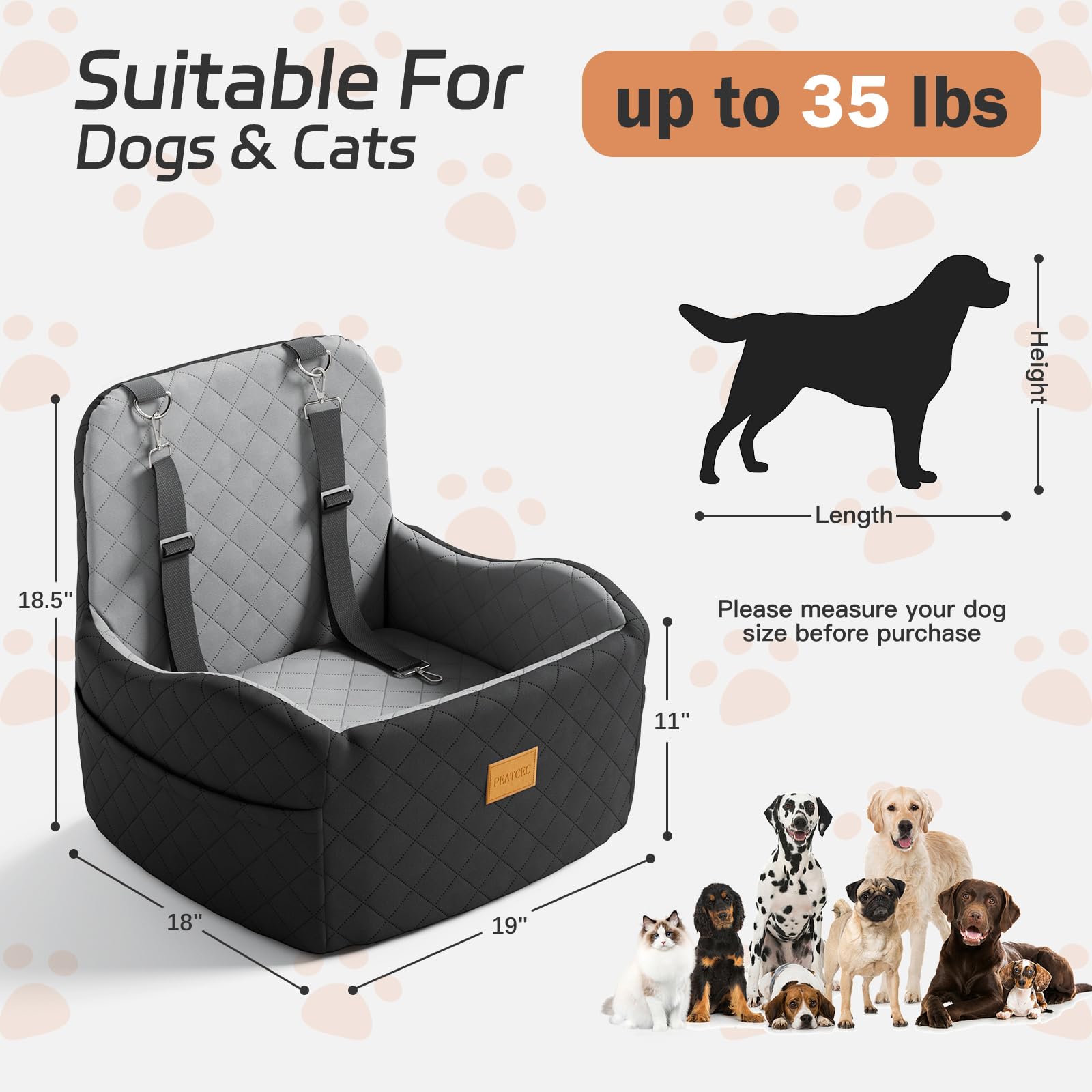PEATCEC elevated bottom design enhances visibility and reduces travel anxiety.