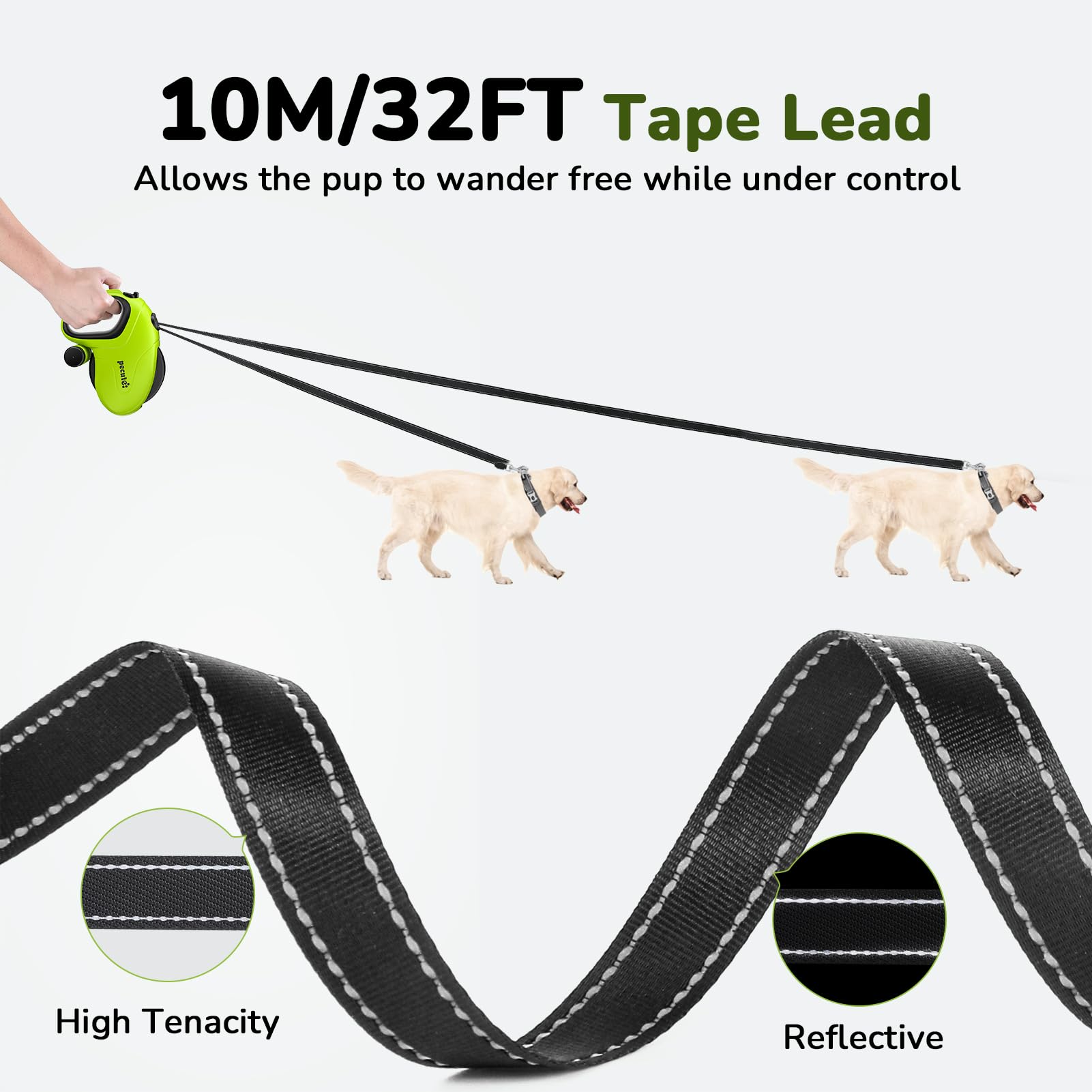Pecute 360-degree anti-tangle design prevents knots for smoother outings.