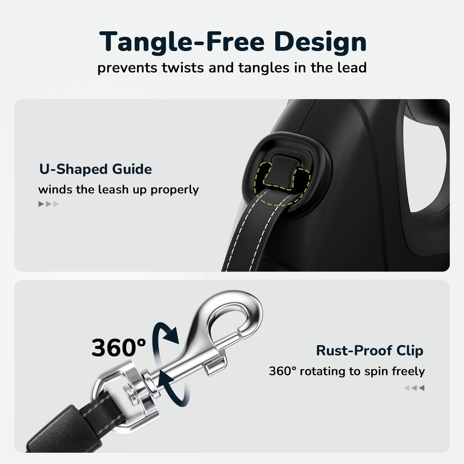 Pecute 360-degree rotating hook enables smooth, tangle-free retraction