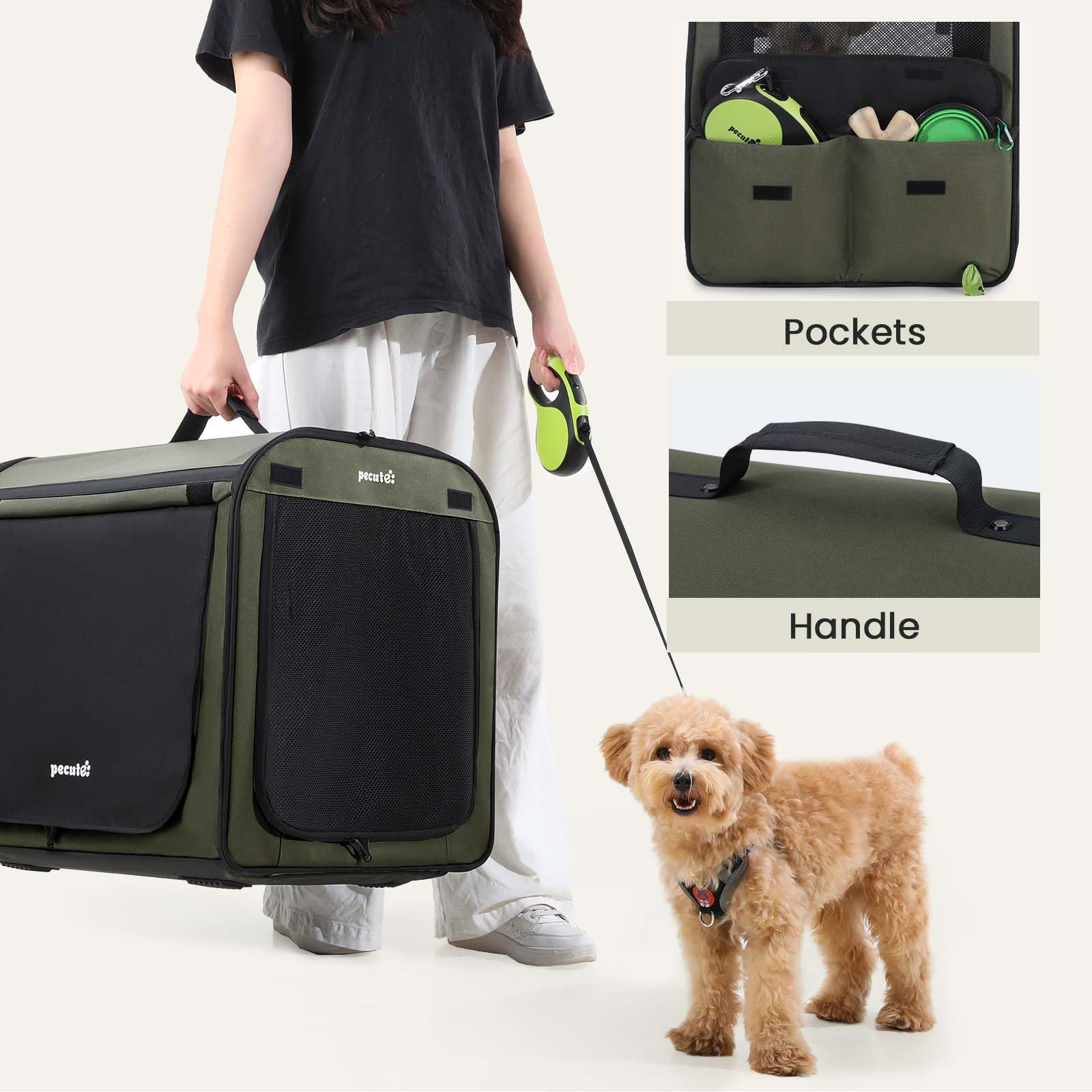 Breathable Pecute crate with curtain for privacy and airflow
