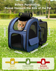 Pecute cat backpack 4-side mesh ventilation keeps air flowing for pet comfort