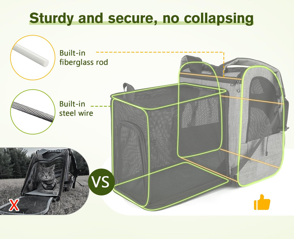 Pecute cat backpack with four-side mesh for ventilation