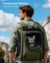 Pecute cat backpack breathable mesh sides highlight airy ventilation during trips.