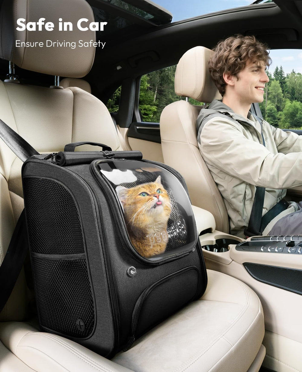 Pecute Cat Backpack Bubble durable fabric resists wear and daily use.