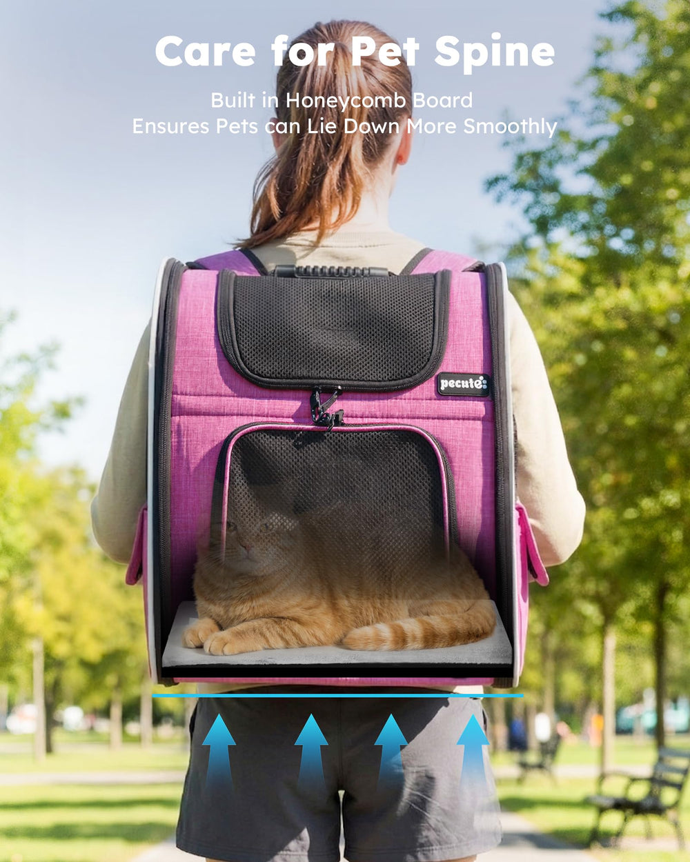 Pecute ergonomic padded shoulder straps distribute weight for comfortable carry.