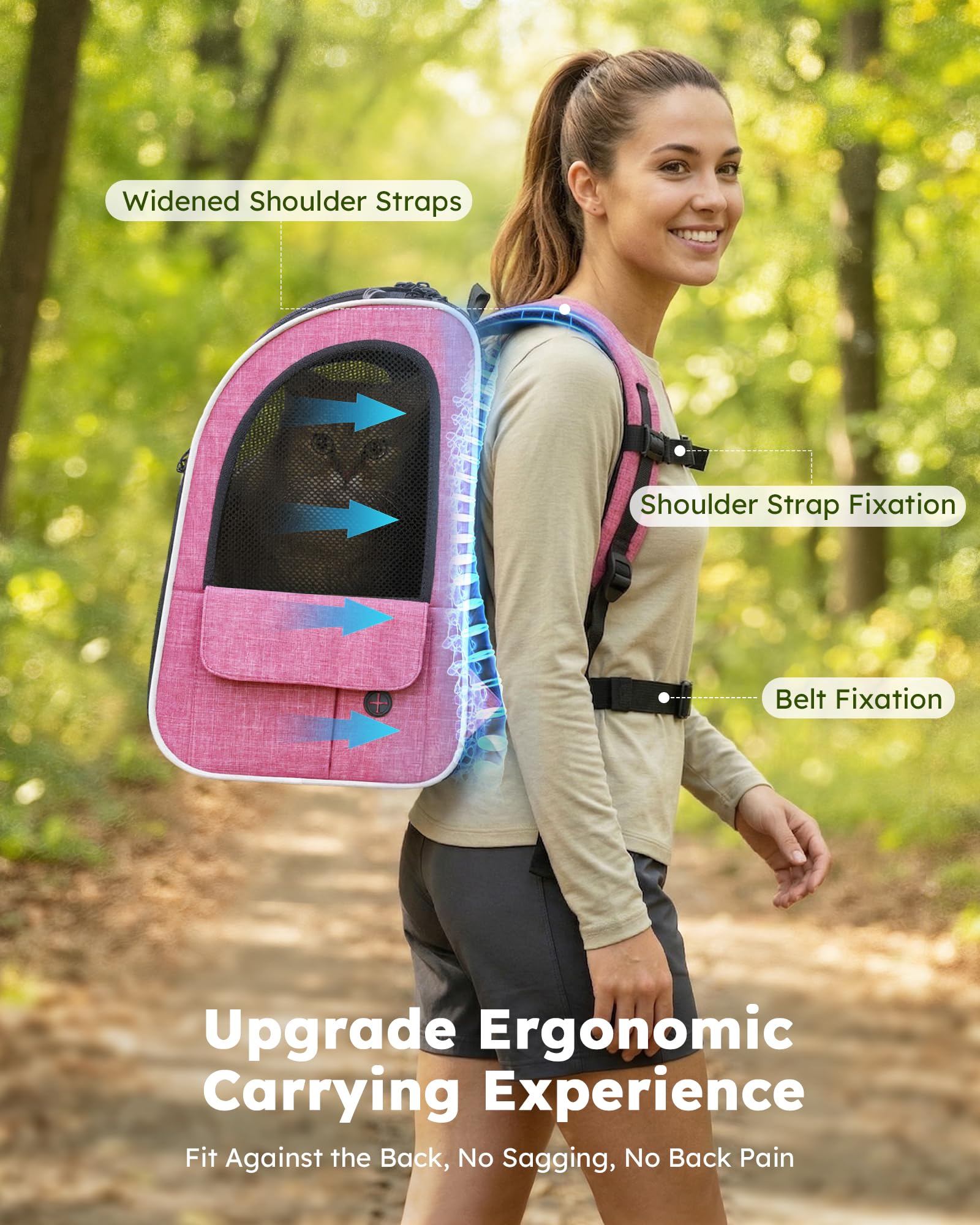 Pecute lockable zippers prevent pet access inside the carrier during travel.