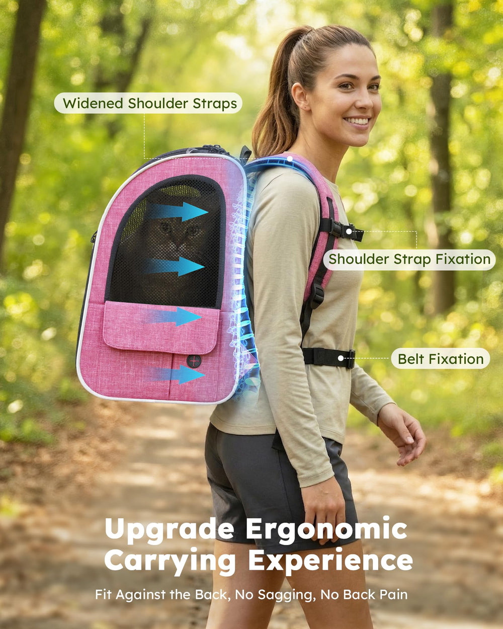 Pecute lockable zippers prevent pet access inside the carrier during travel.