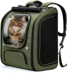 Pecute XL cat bubble backpack, front view showing roomy space for pets and secure enclosure.
