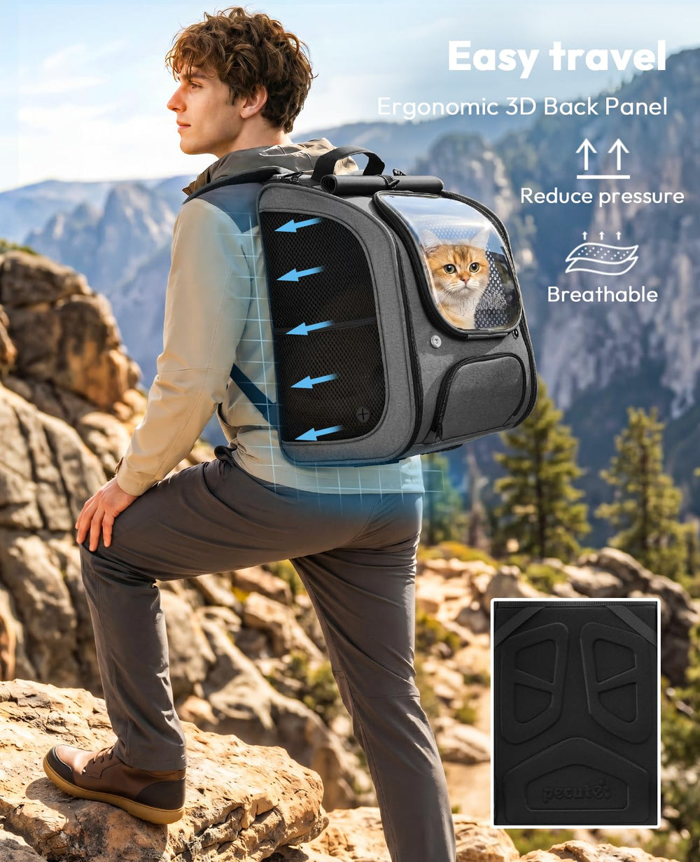 Pecute cat backpack ergonomic backplate supports the wearer