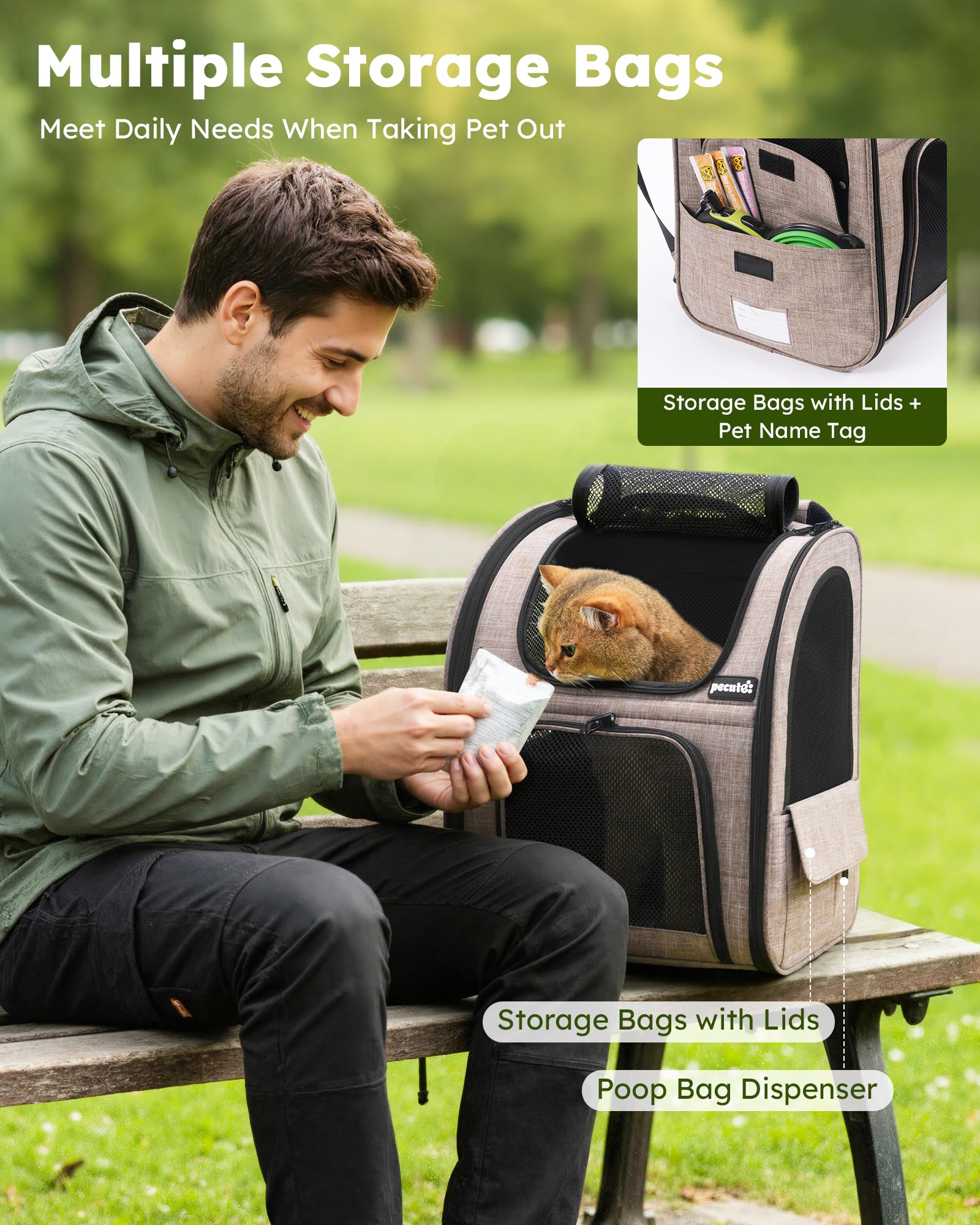 Pecute expandable carrier designed for cats and small dogs up to 11 lbs.