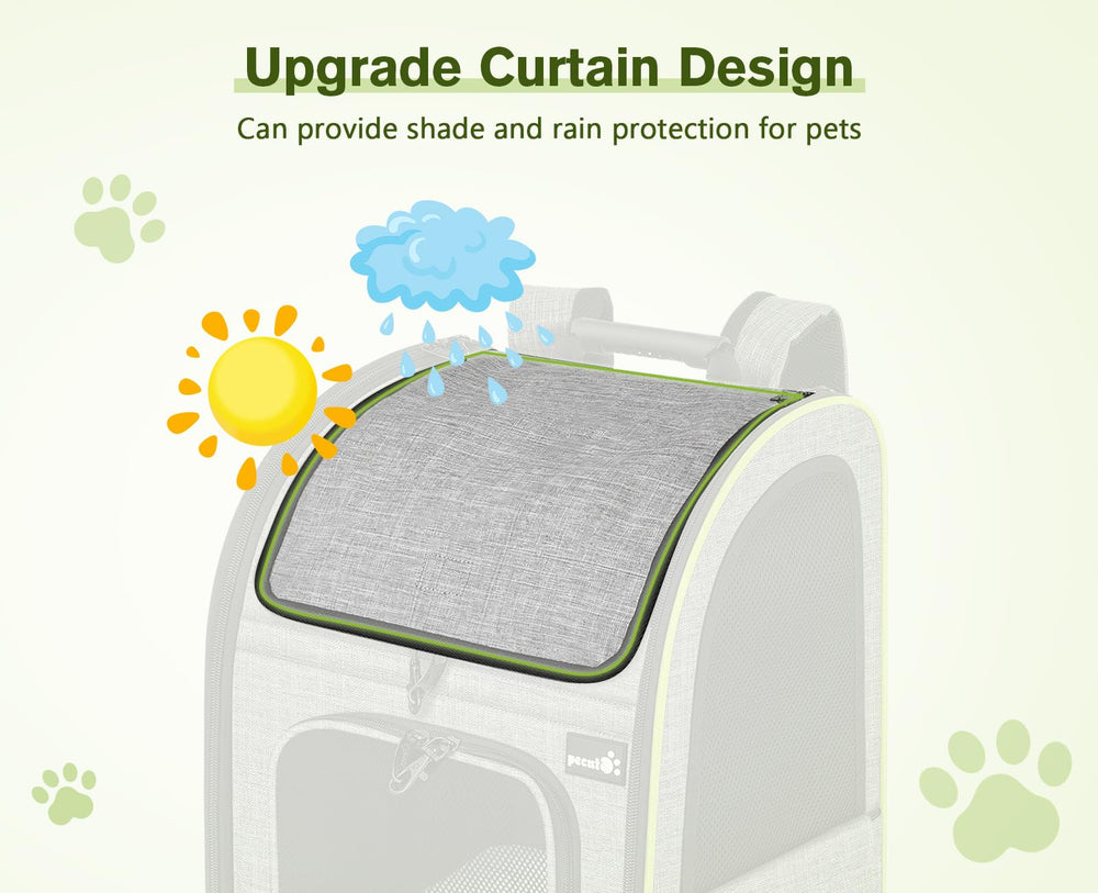 Pecute expandable back view showing extra room and airflow for pets