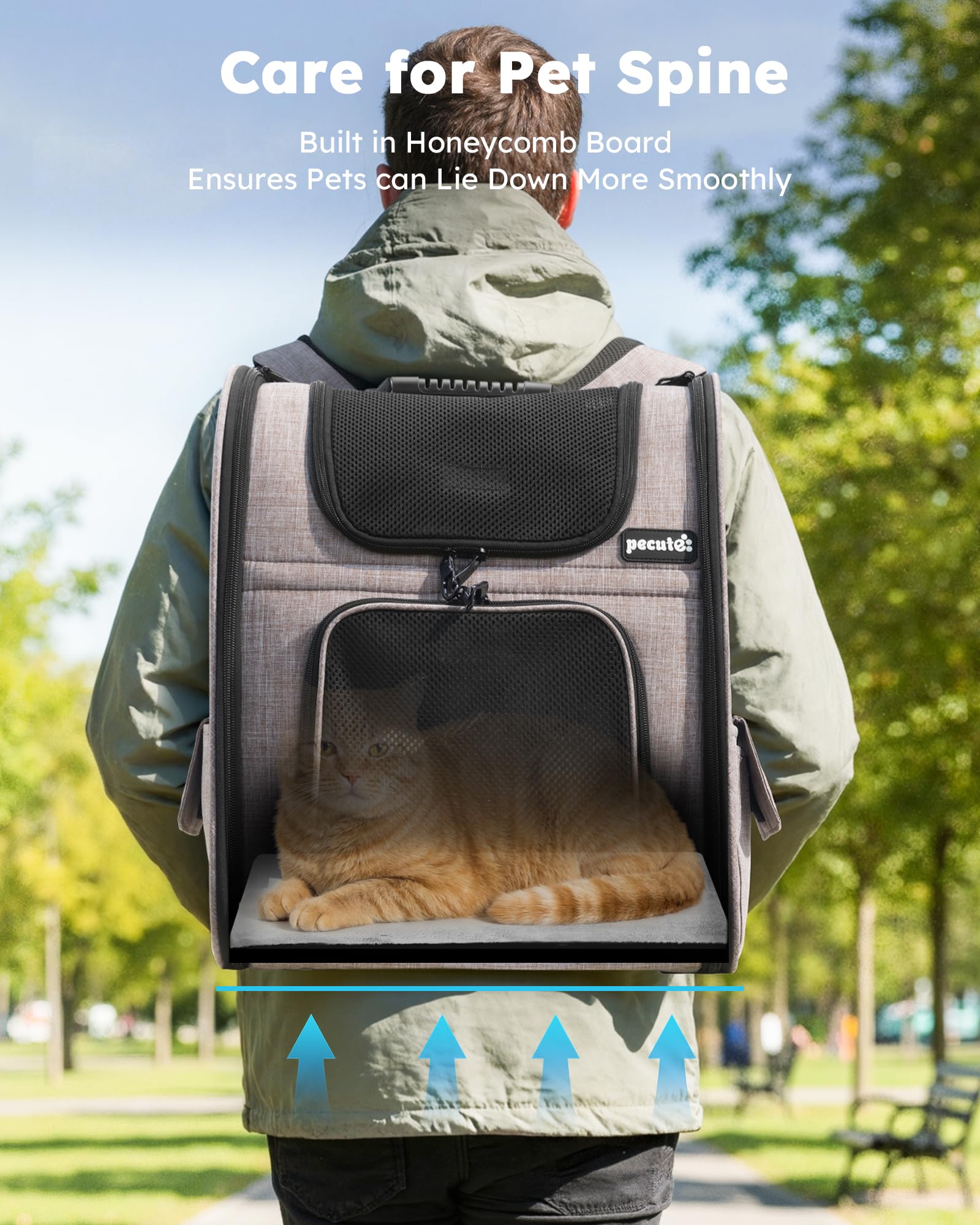 Pecute side pockets organize food, bags and treats for adventures.