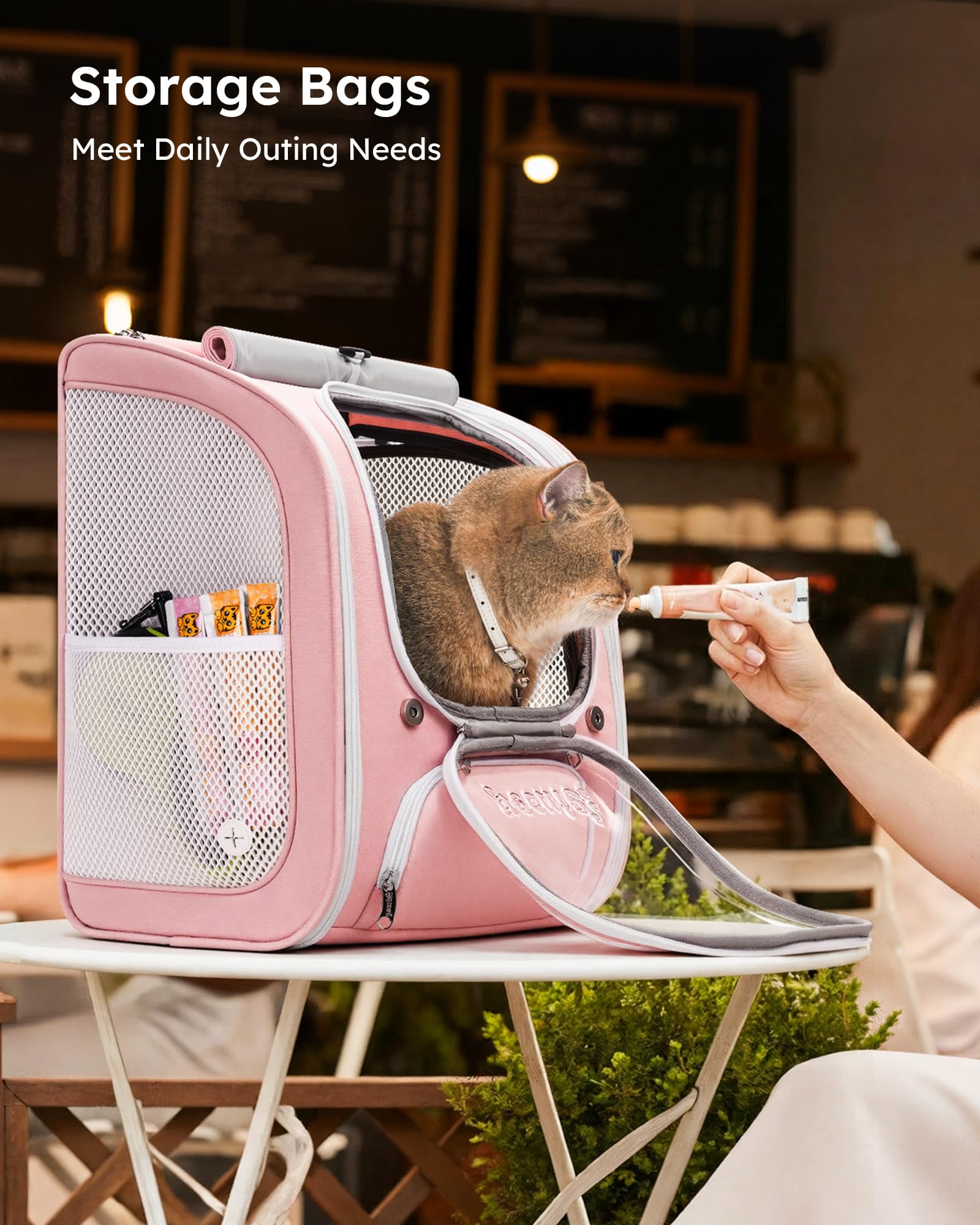 Pecute Cat Backpack Carrier foldable design for compact storage.