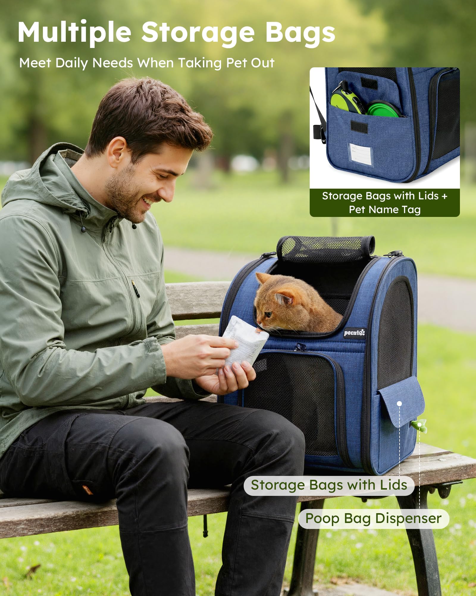 Pecute cat backpack lockable zippers enhance secure access during travel