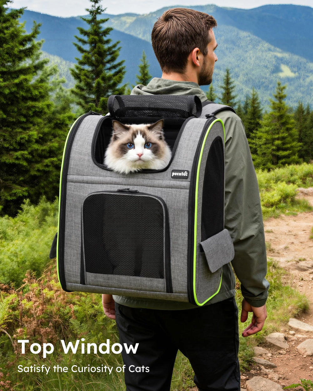 Pecute cat backpack lockable zippers and safety rope prevent escapes