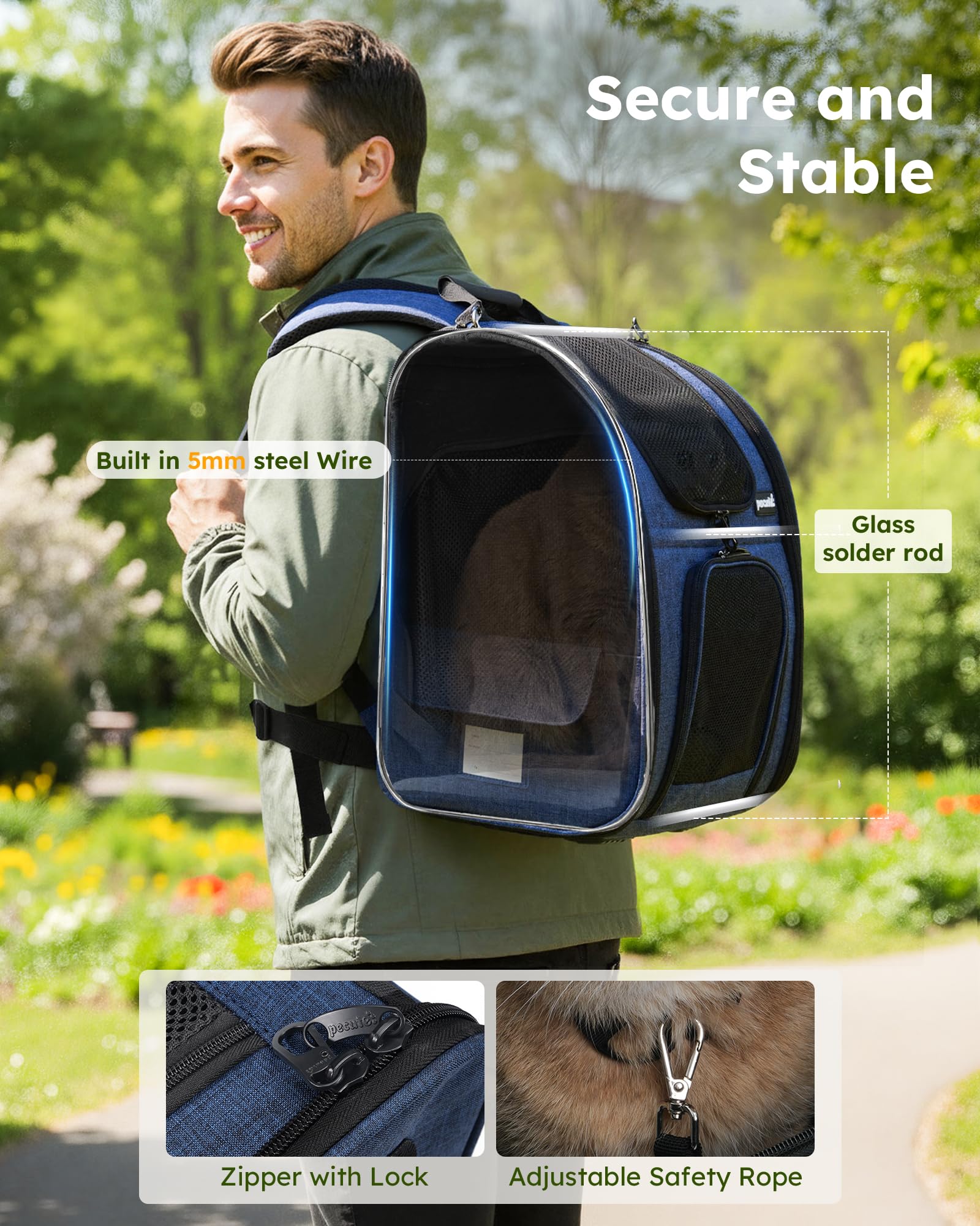 Pecute cat backpack padded shoulder straps reduce strain during long outings
