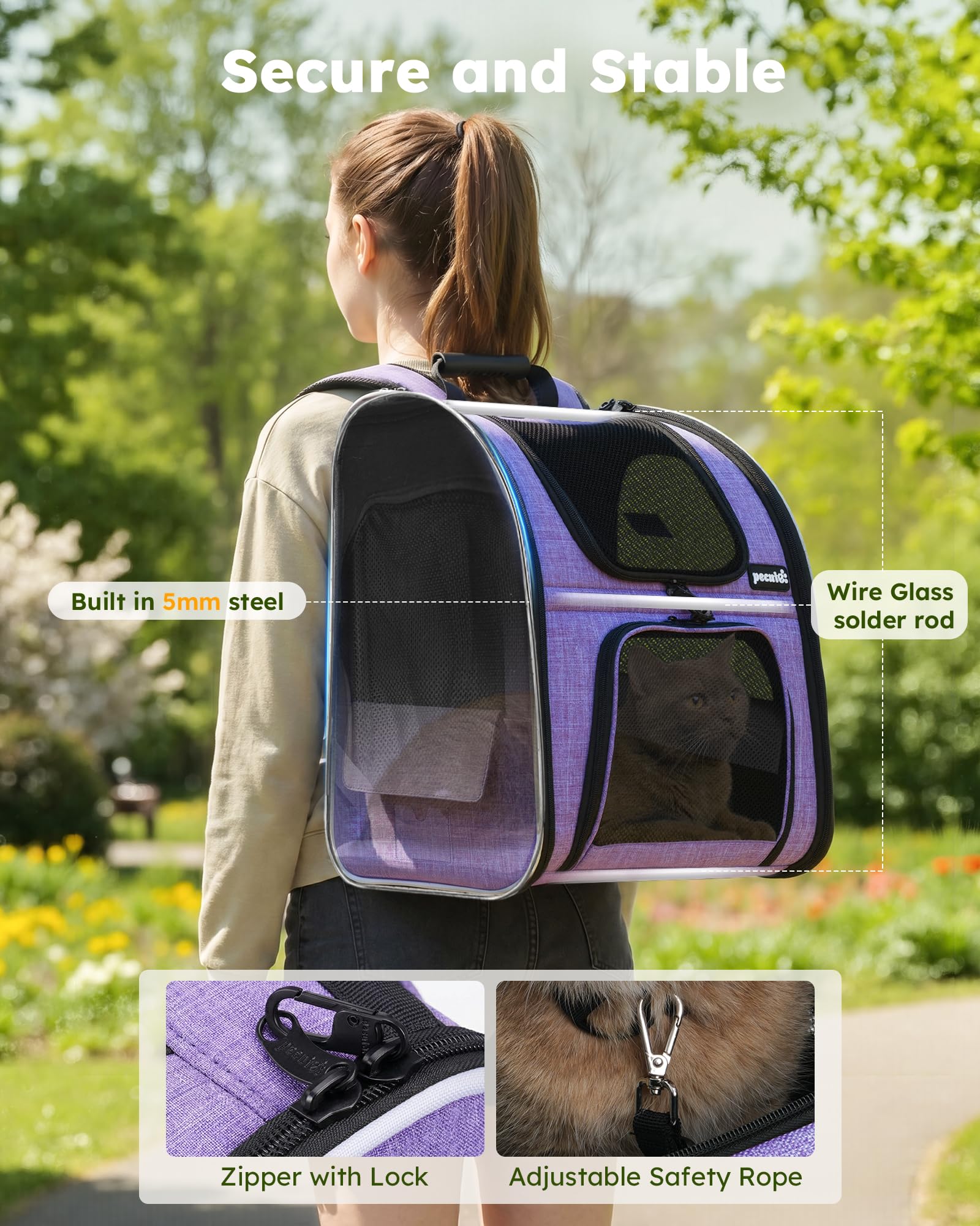 Pecute Cat Backpack Plush Cushion with washable cover keeps pets cozy