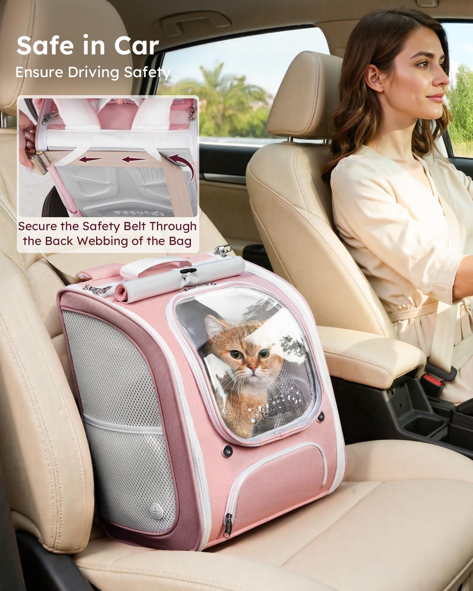 Pecute Cat Backpack Carrier removable padding for machine washing.