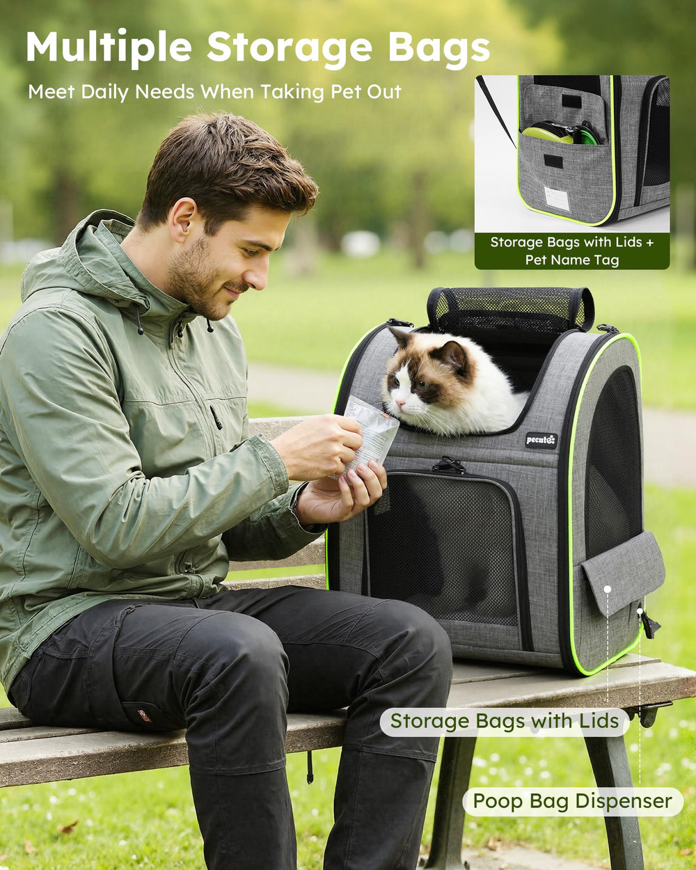 Pecute cat backpack retractable hook adds extra safety during hikes