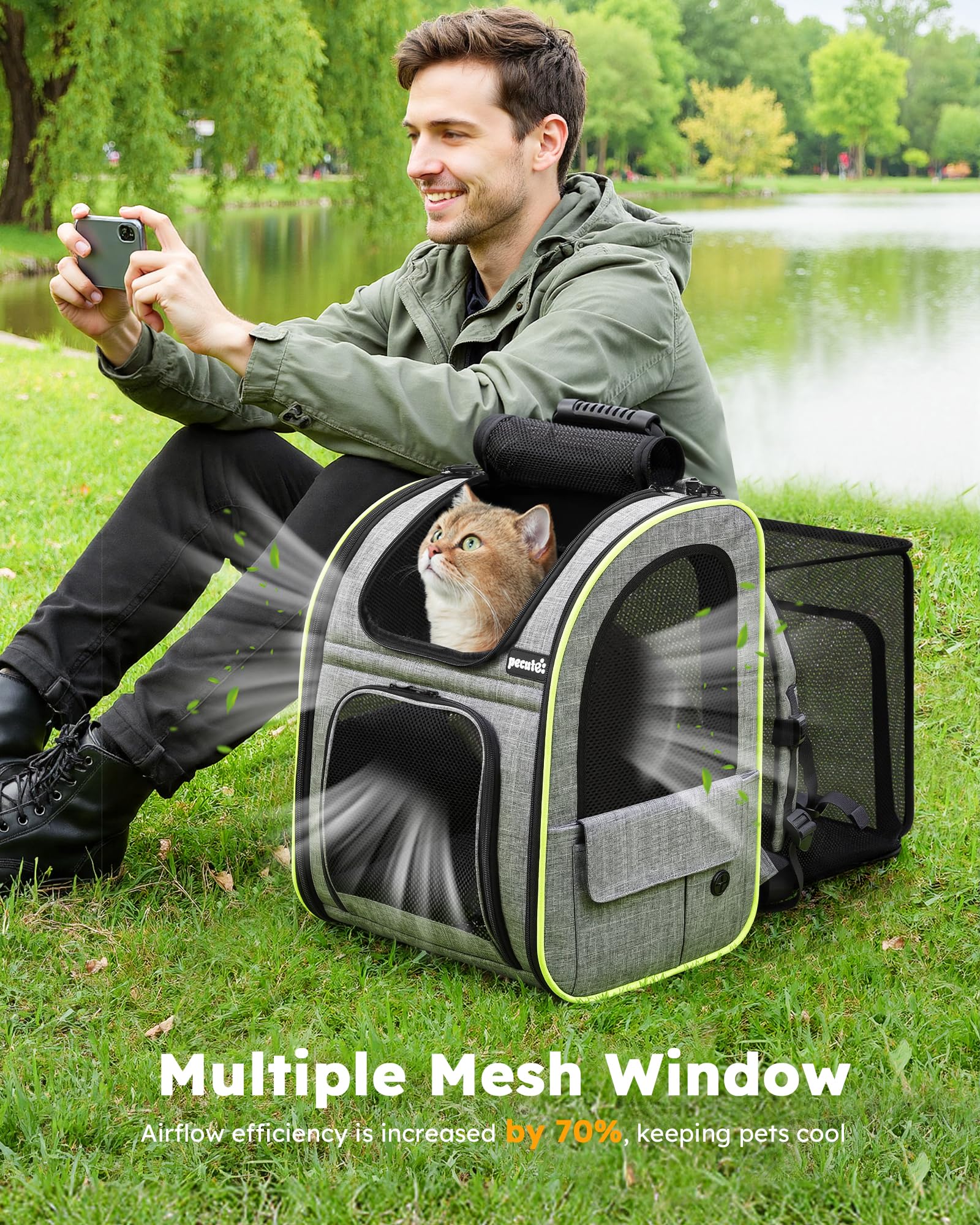 Pecute cat backpack retractable safety rope prevents escapes.
