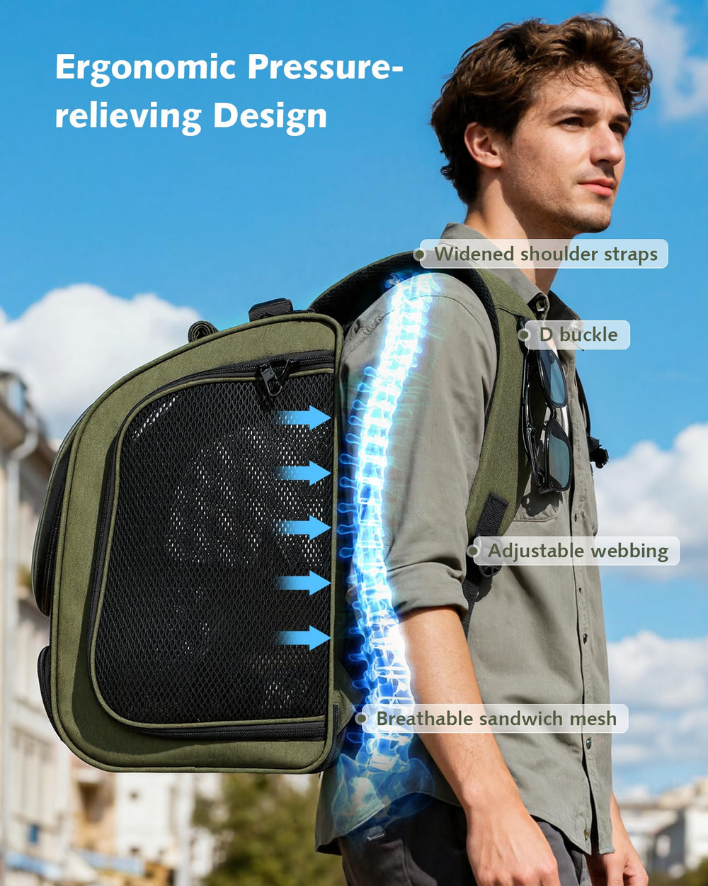 Pecute cat backpack safety leash clip adds security during outdoor adventures.