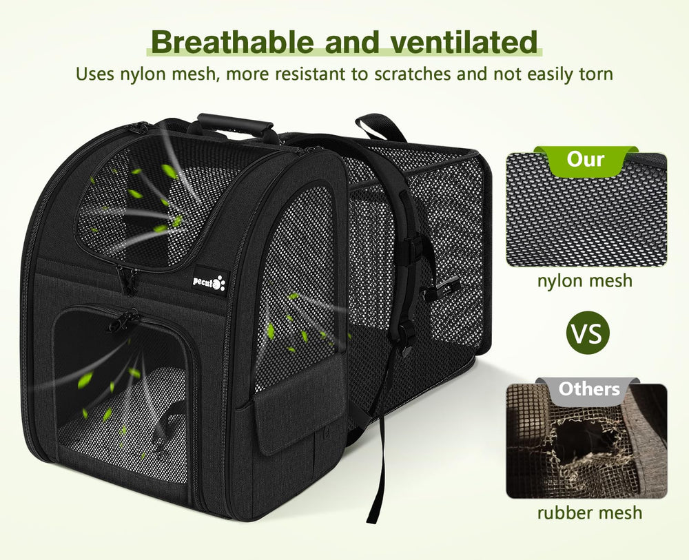 Pecute cat backpack safety zippers ensure secure closure during adventures.