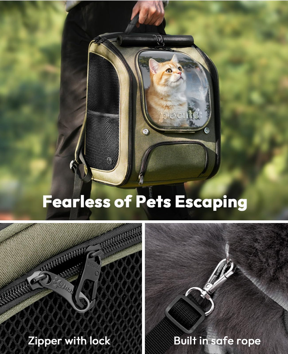 Pecute side pocket stores leashes or snacks during travel.