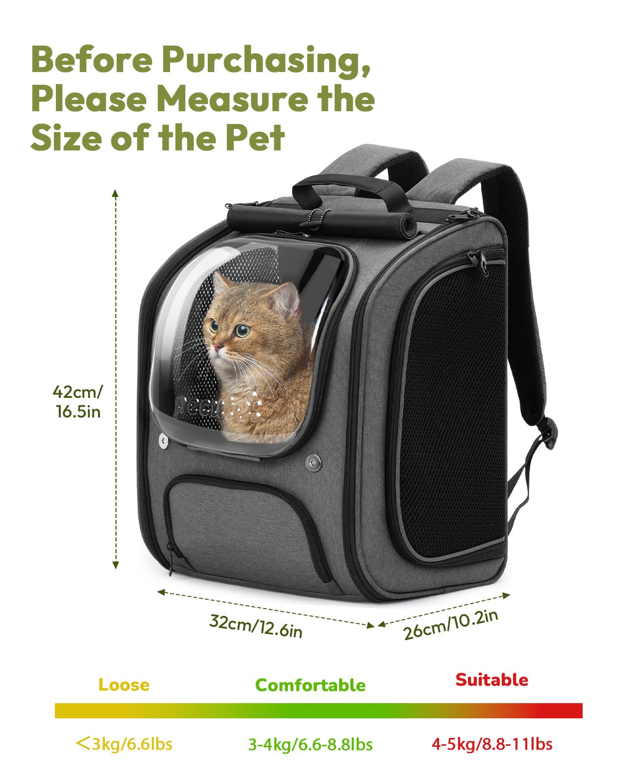 Pecute cat backpack suitable for cats and small dogs