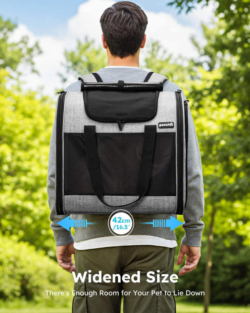 Pecute cat backpack with sturdy frame maintains shape for secure travel