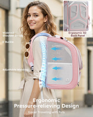 Pecute Cat Backpack Carrier UV shade lowered to block sun exposure for cats.