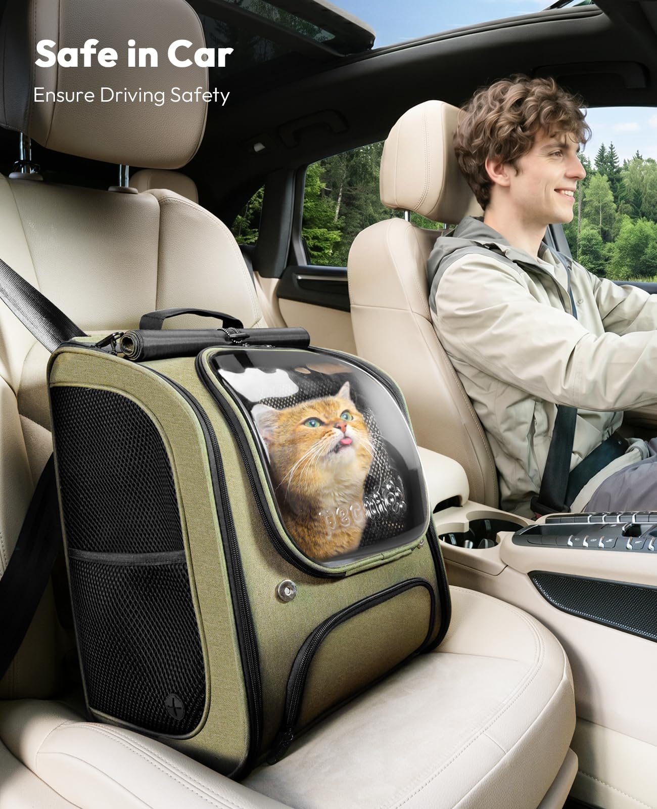 Pecute zippers with locks plus safety leash for pet security.