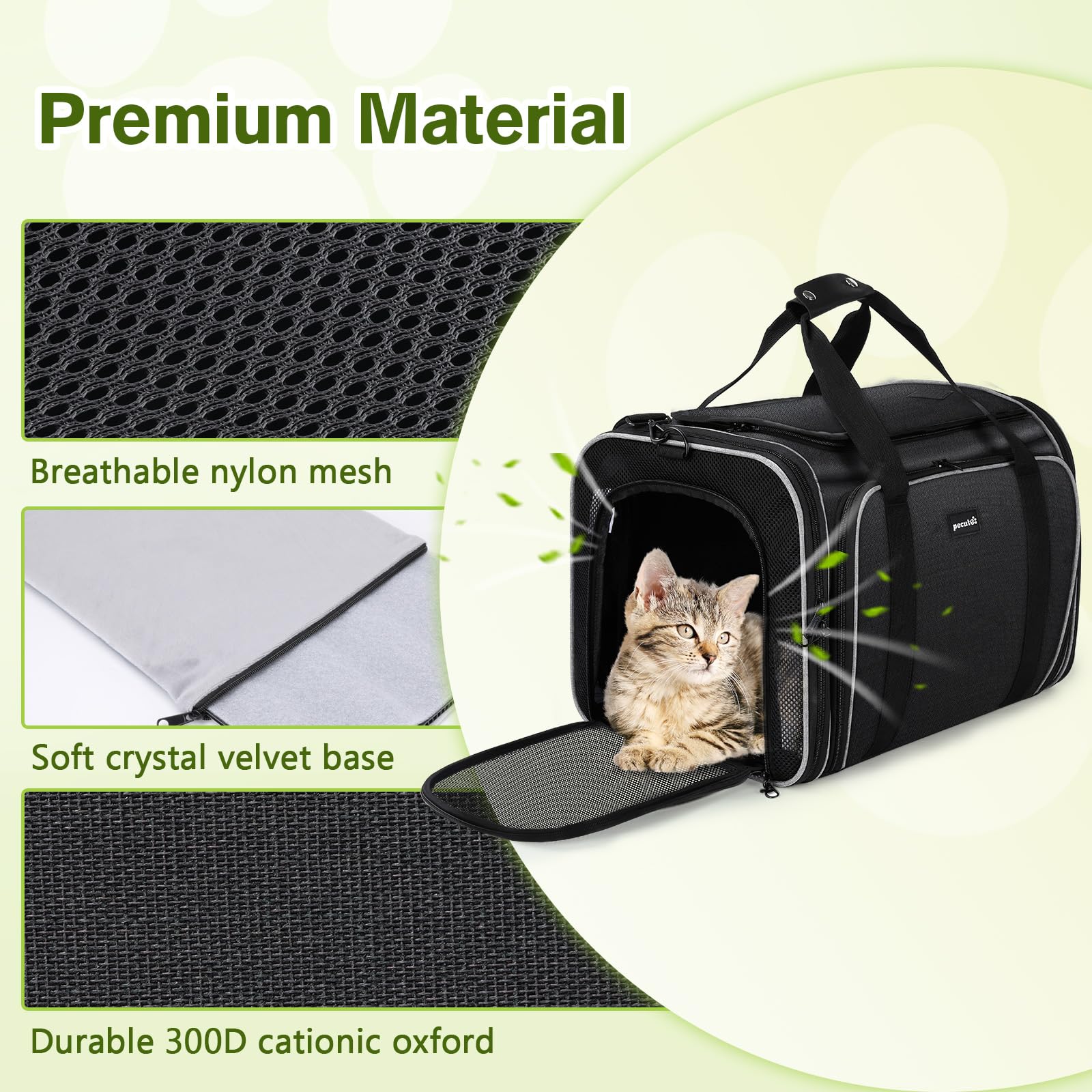 Pecute carrier with breathable mesh walls for 360° ventilation