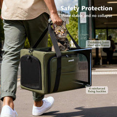 Pecute cat carrier dual locking zippers prevent escapes during trips