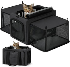 Pecute cat carrier expandable frame shows sturdy 5mm steel construction for stability during travel