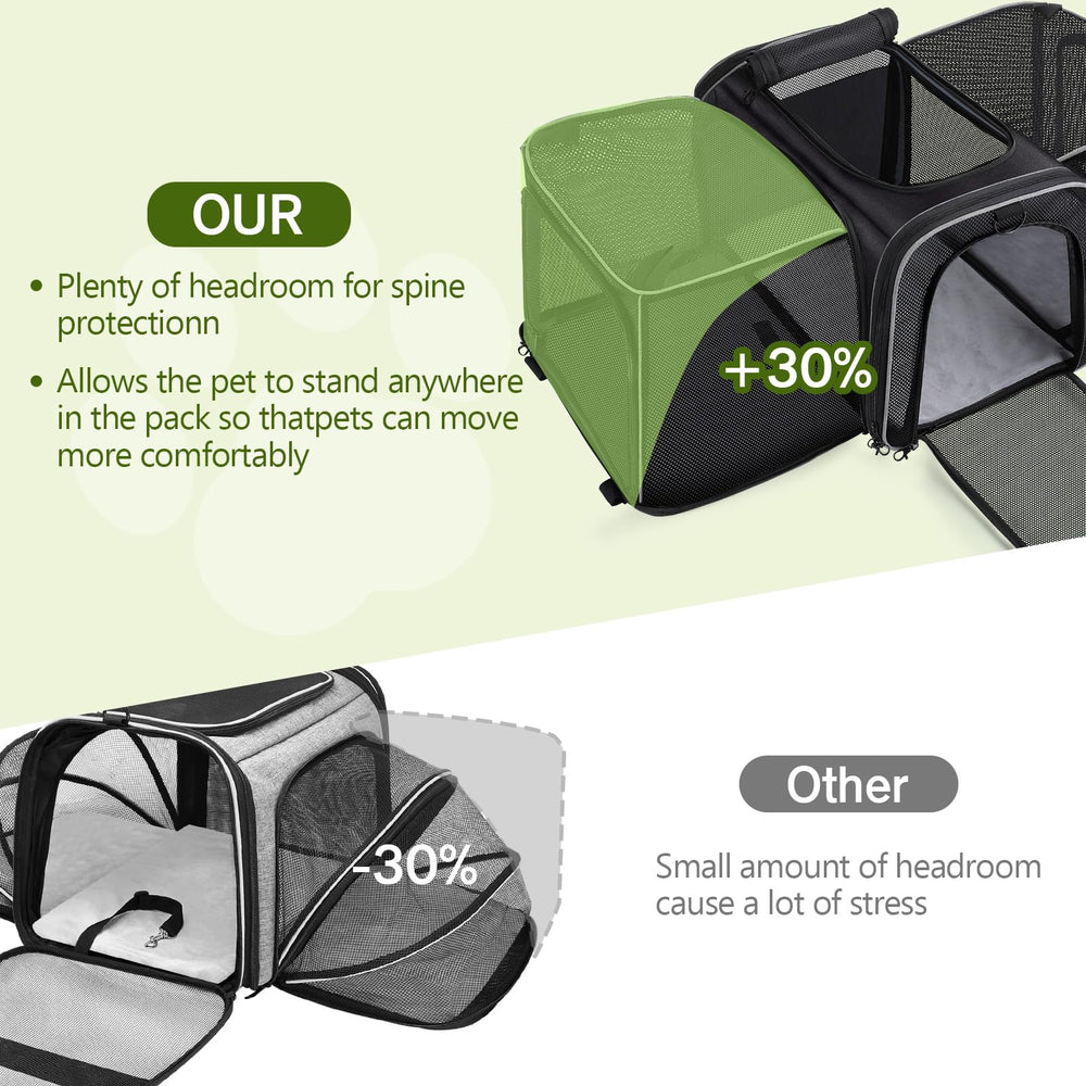 Pecute expandable cat carrier open reveals roomy interior for pets
