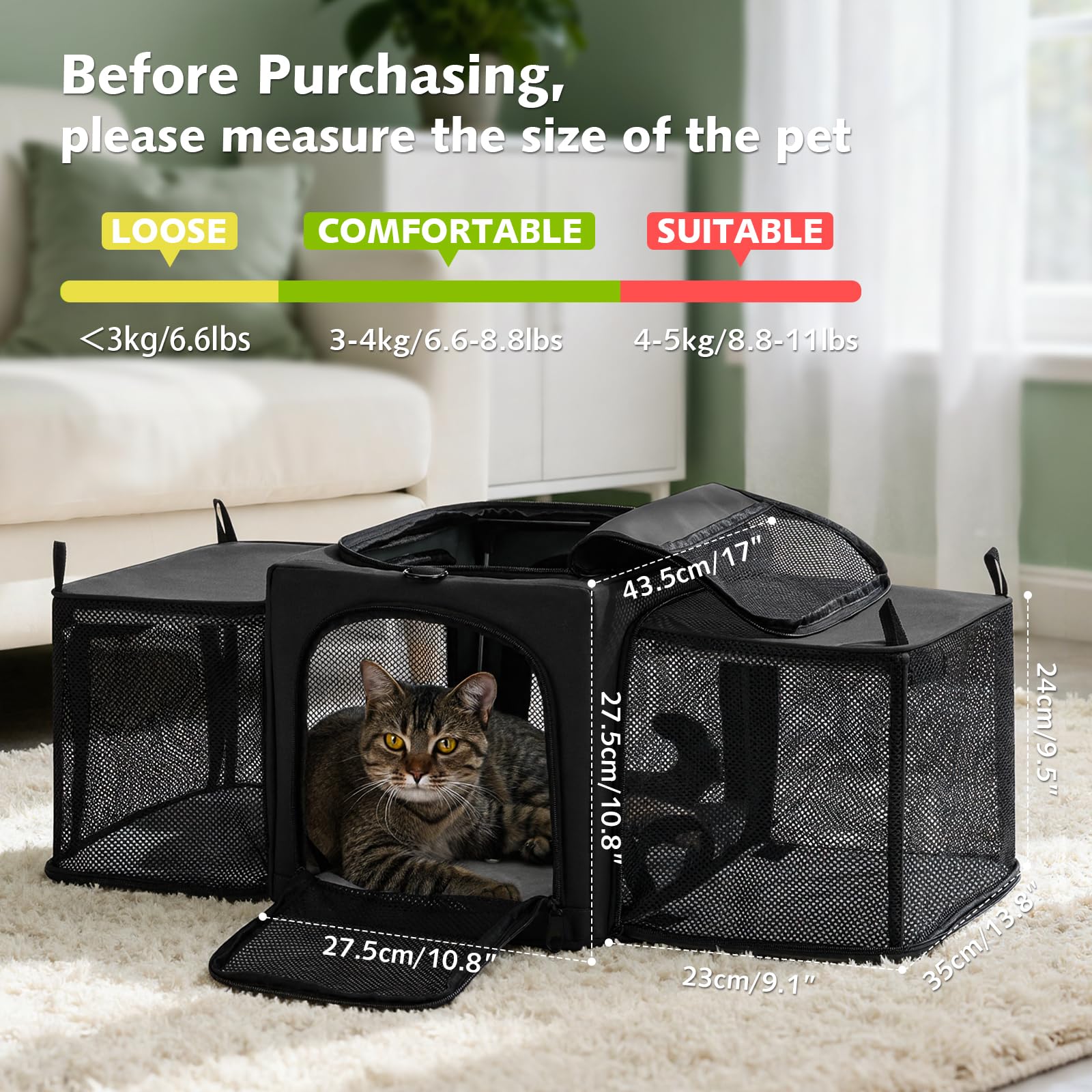 Pecute cat carrier folded storage shows compact flat profile after adventures