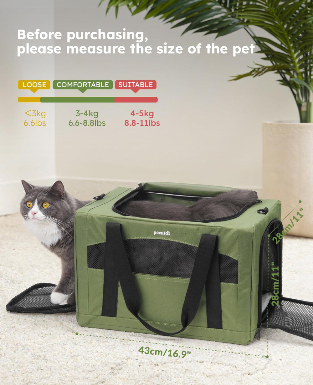 Pecute cat carrier green design increases visibility during travel
