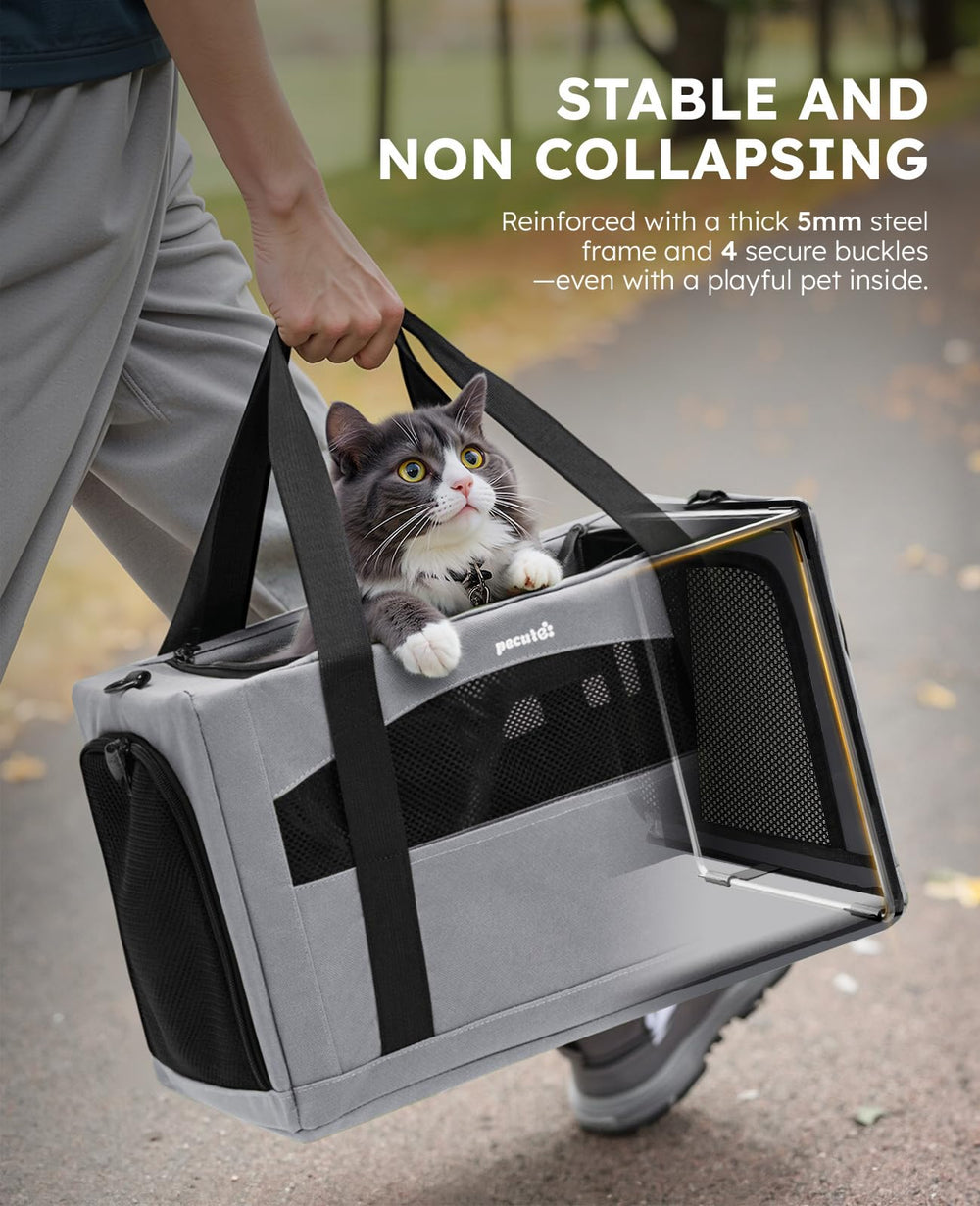 Pecute cat carrier hidden anxiety partition offers a safe retreat.