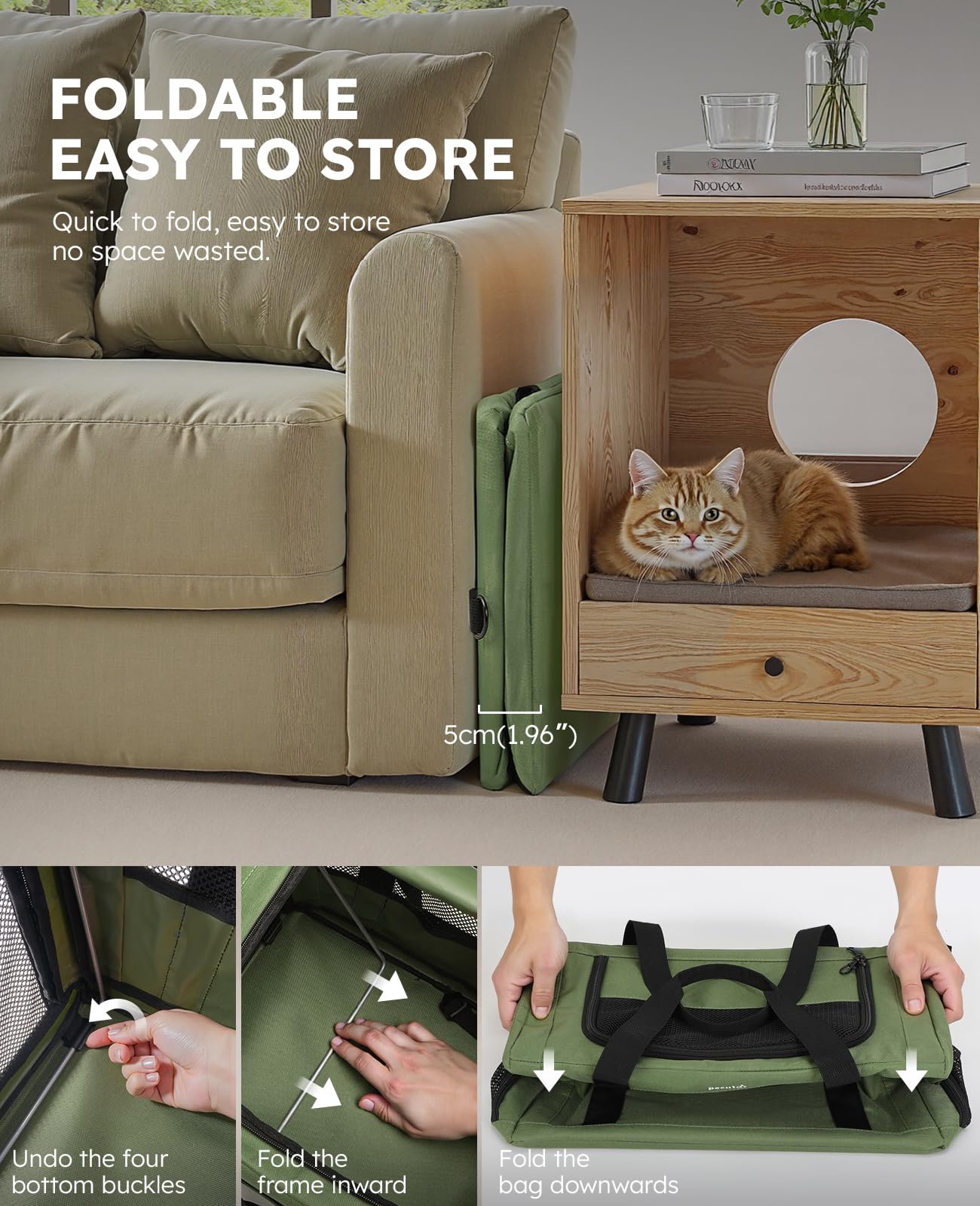 Pecute cat carrier with shoulder strap for easy travel