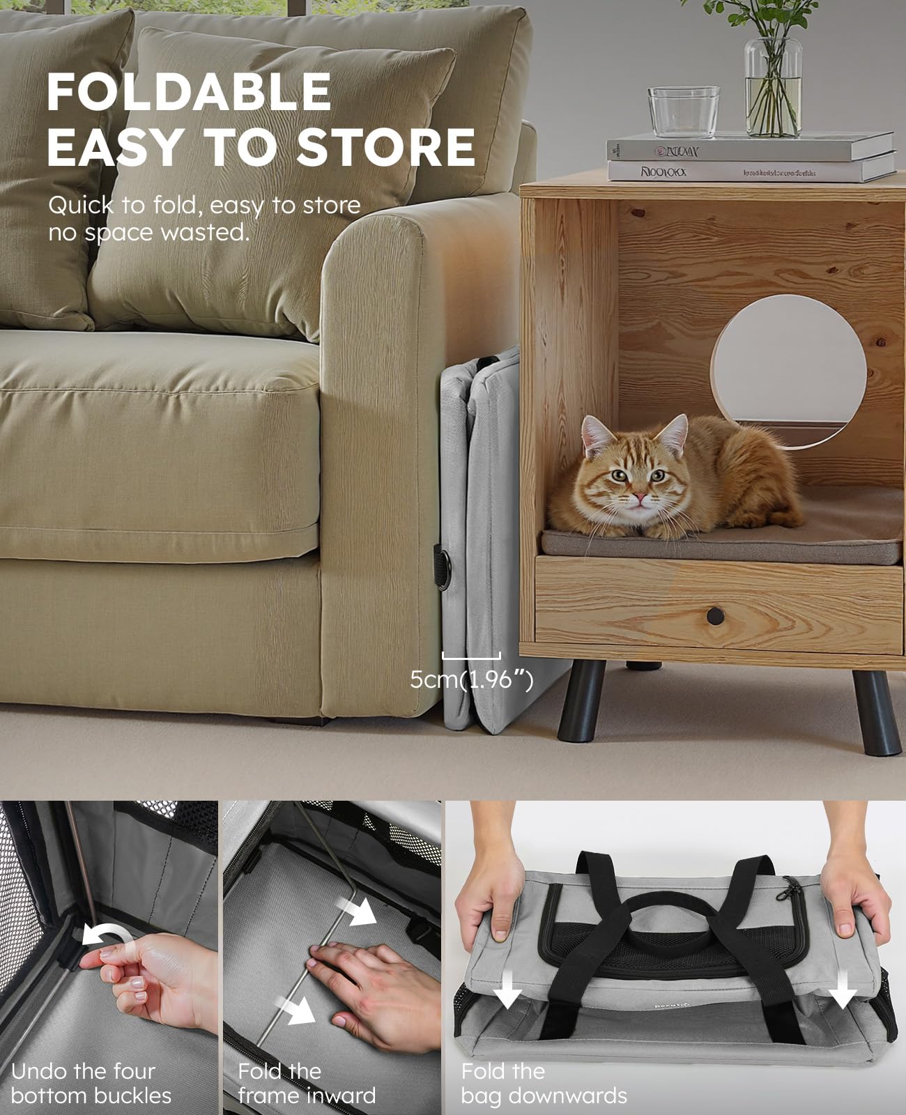 Pecute soft sided design offers gentle comfort for small pets.