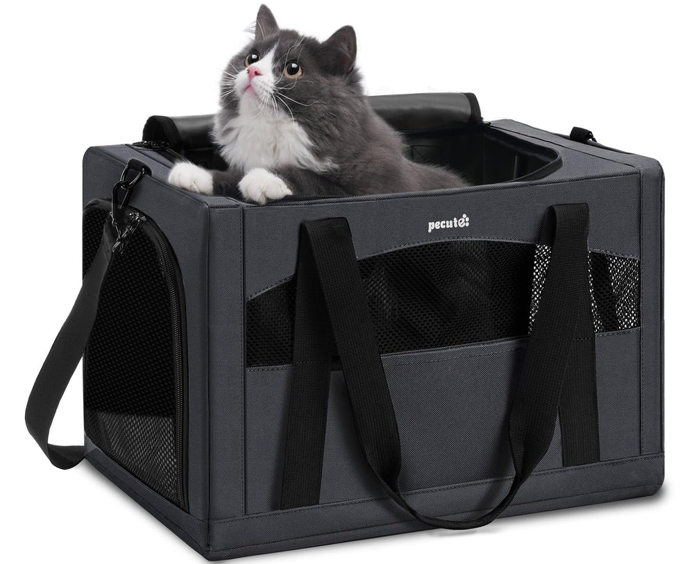 Pecute Cat Carrier stable steel frame keeps pets secure during travel.