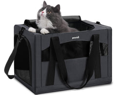 Pecute Cat Carrier stable steel frame keeps pets secure during travel.
