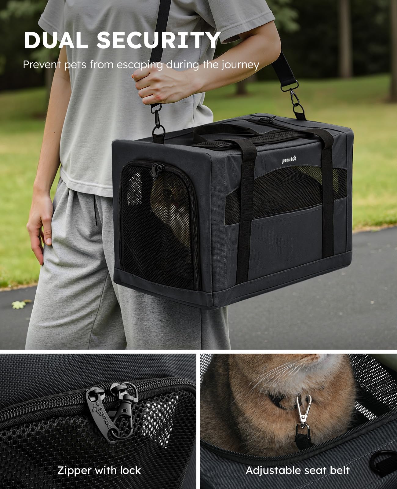 Pecute breathable mesh area promotes air flow for comfort