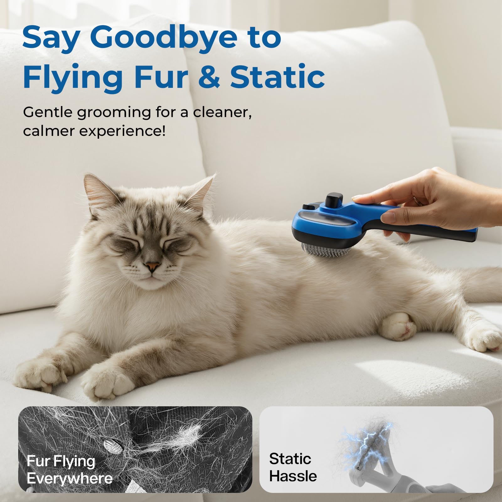 Pecute Cat Steam Brush battery indicator hints long runtime and safety.