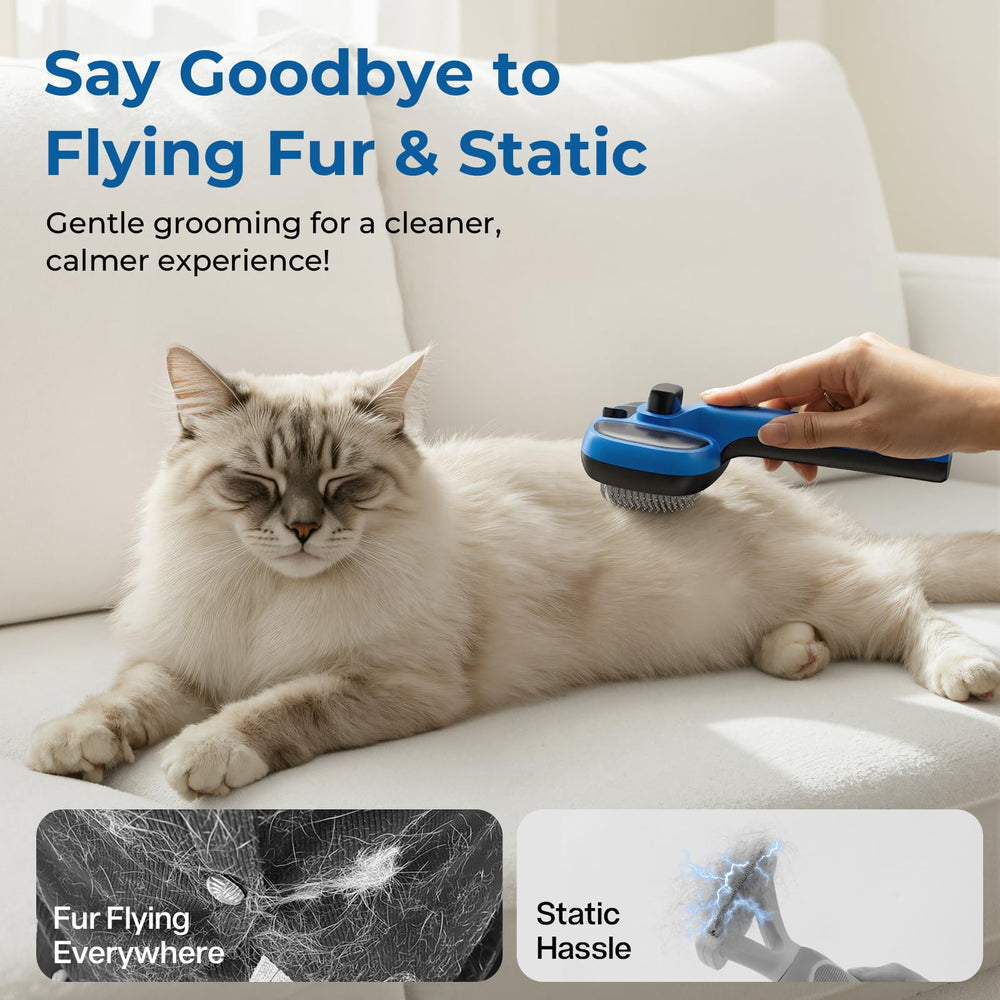 Pecute Cat Steam Brush battery indicator hints long runtime and safety.
