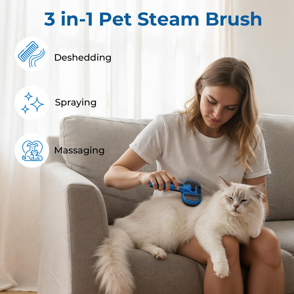 Pecute Cat Steam Brush side view showing comfortable grip for long grooming sessions.